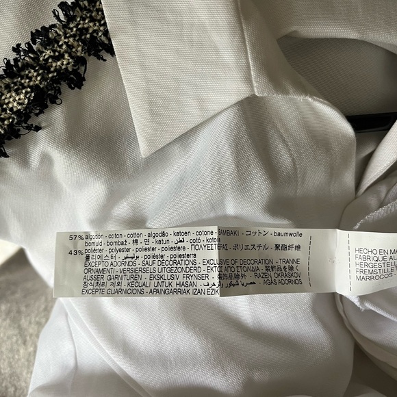 Zara button up blouse with tweed detail, White,Size S - Picture 8 of 8